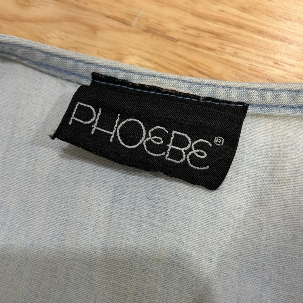 Vintage Pheobe Light Blue Denim Bohemian Hanker-chief Asymmetrical Layered Dress - Picture 10 of 12